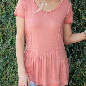 Grace and Lace Fable Peplum tee in Peach